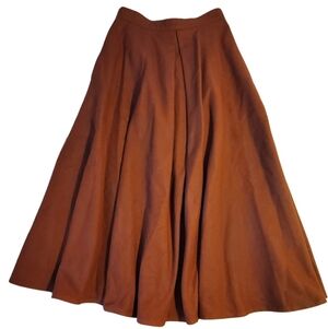 Vintage 70s Vicki Volts Wool Blend A-Line Rust Brown Skirt W/Pockets